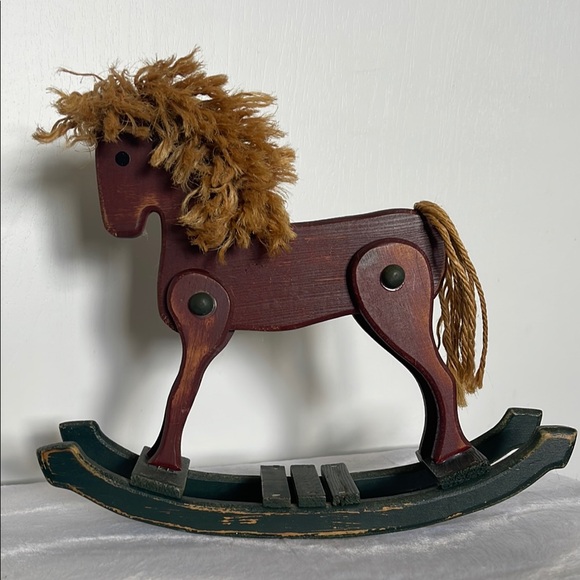 Vintage Wooden Rocking Horse Decor - Picture 1 of 14